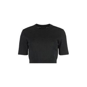 GIVENCHY Patterned Jacquard Knit Cropped Top Women BLACK T-Shirts & Tops
